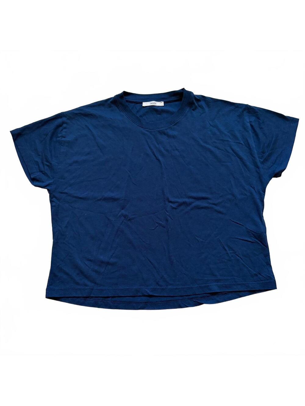 Sessun T-Shirt Boxy Oversized Fit Round Neck Navy Blue Women's Size Small